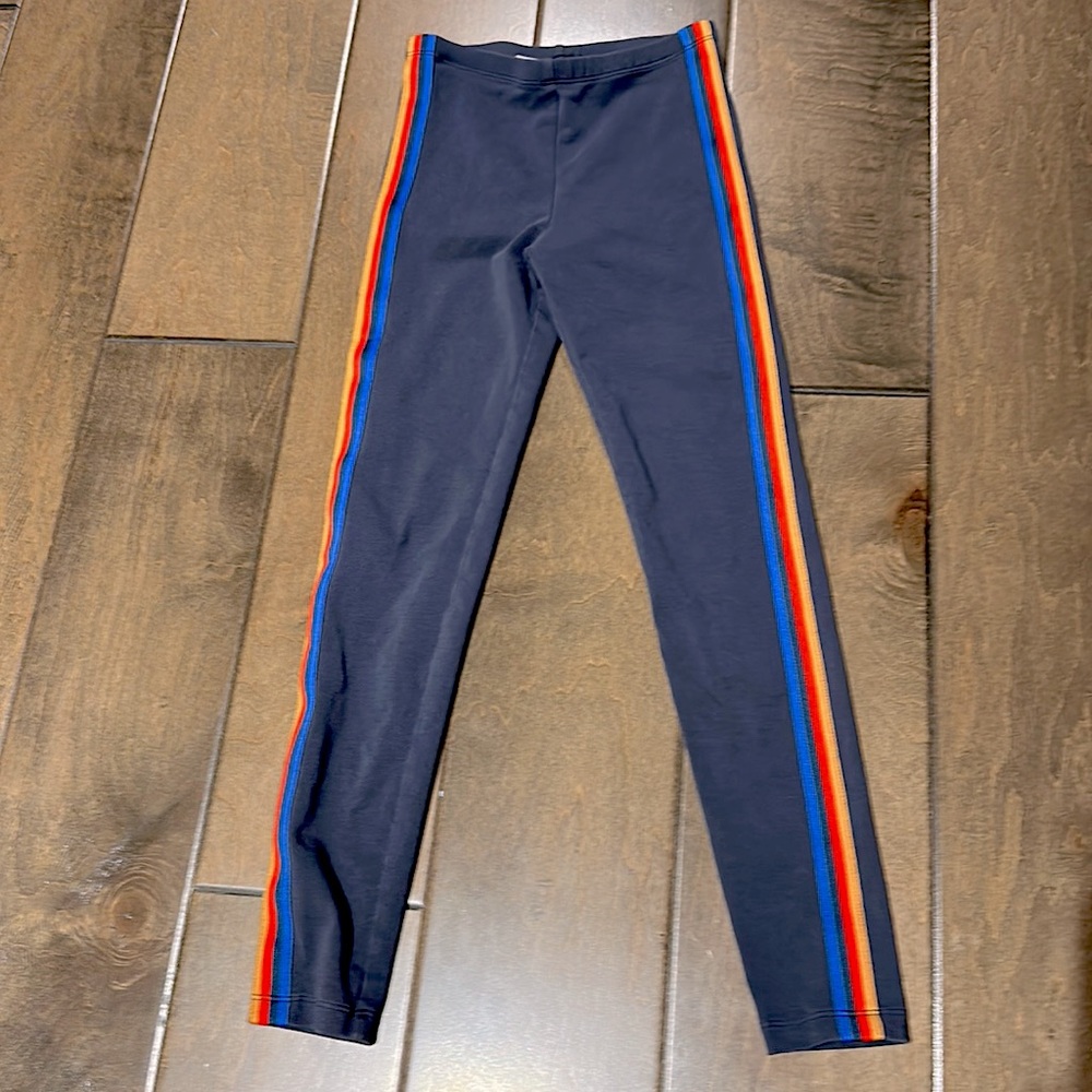 Tea Collection side stripe navy leggings size 12